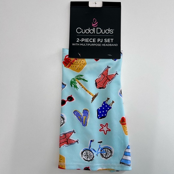 Cuddl Duds Womens Pajama Set - Light Blue with Multicolor Print NWT - Picture 10 of 11